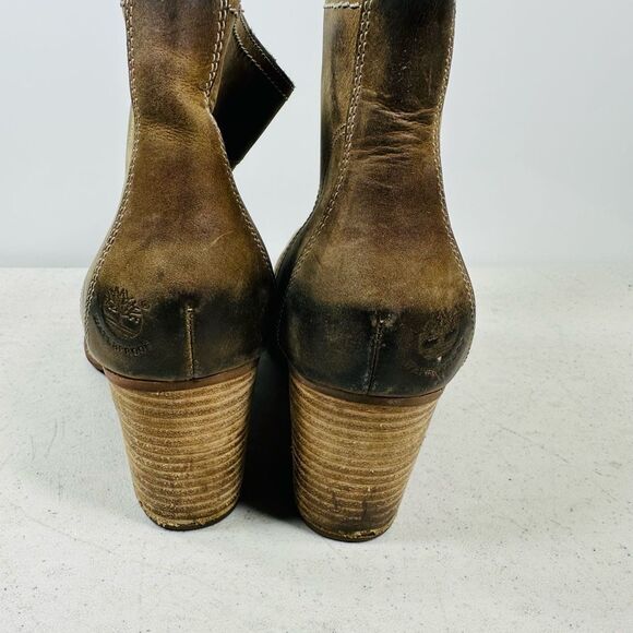 Womens 9.5 Timberland Boots w/ Half Chaps Buckle Brown Leather 3610RM 10226 8,5 - Picture 4 of 6